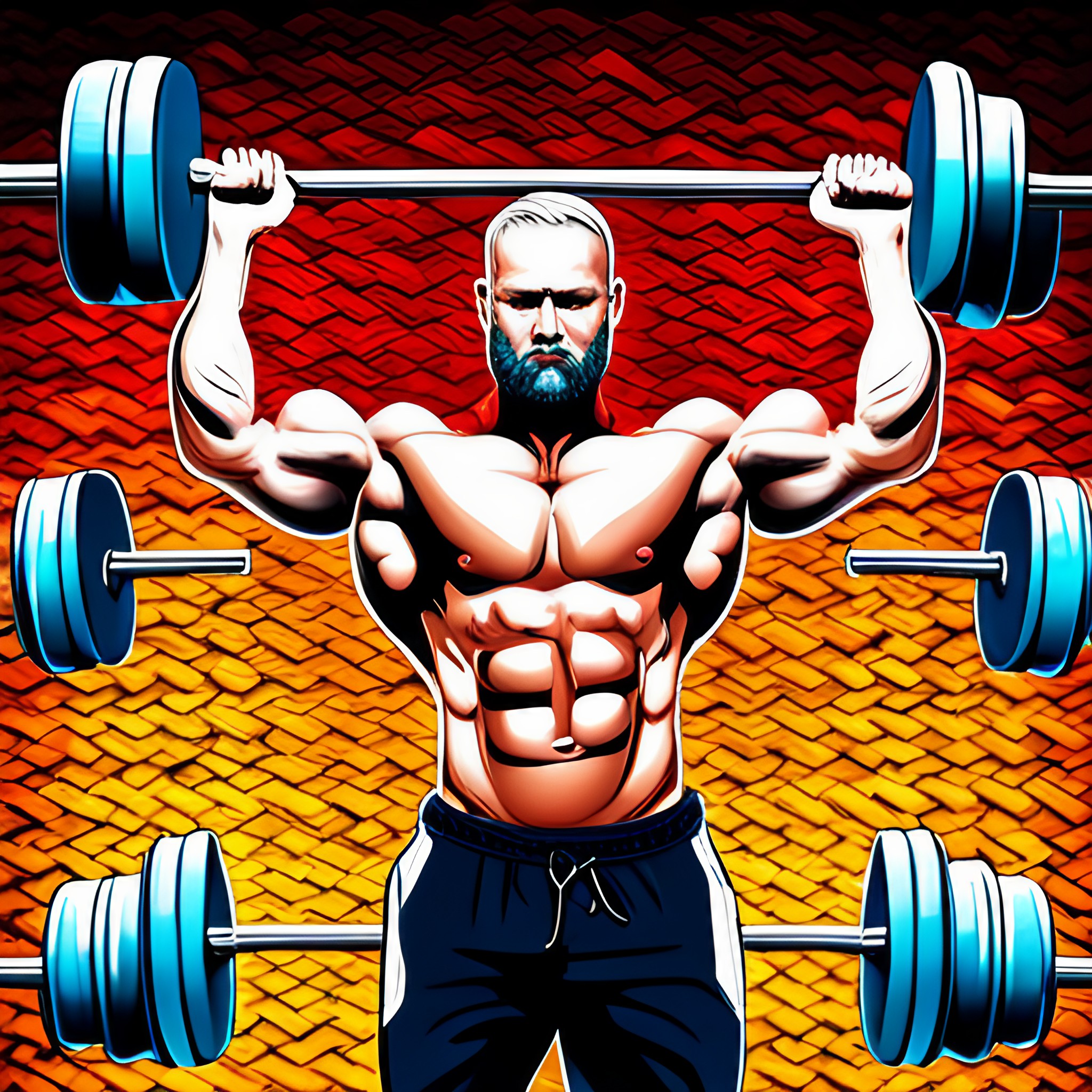 A muscular weight lifter lifting weights.