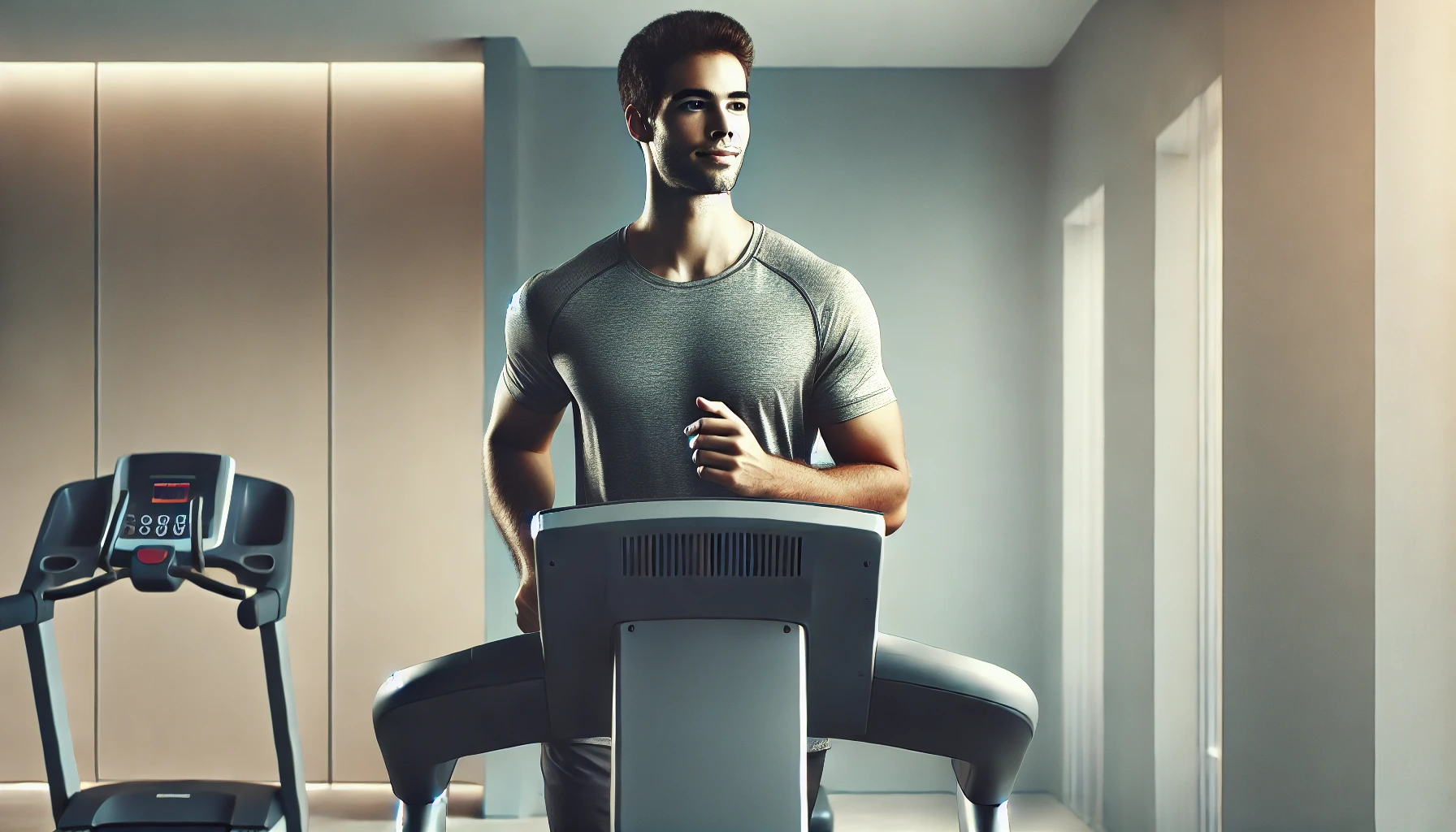 Man on treadmill exercising