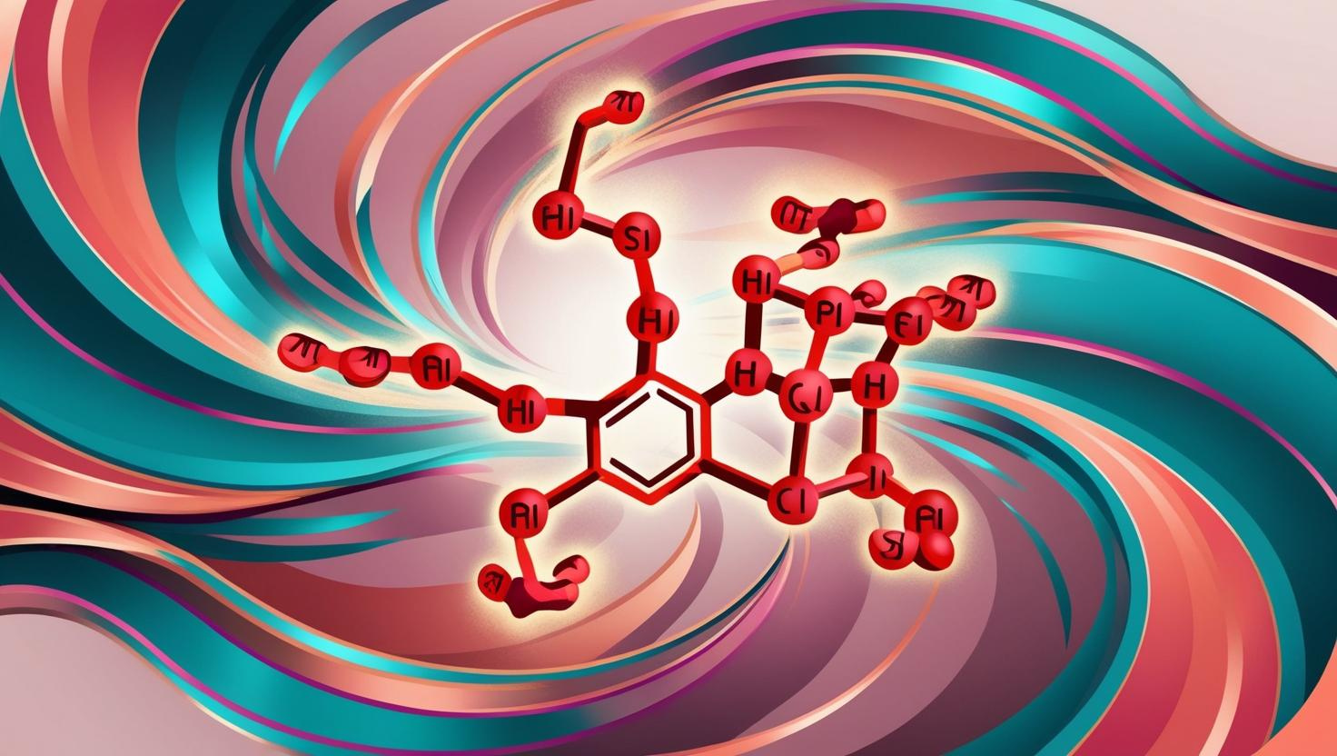 A Sermorelin peptide molecule on a dynamic background